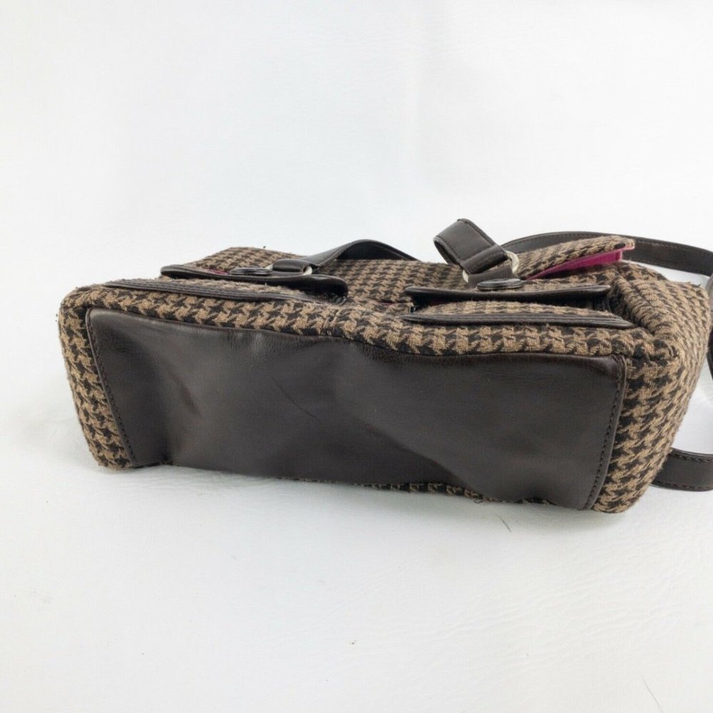 Liz Claiborne Bag Womens Wool Blend Outer Pockets Purse Hounds Tooth 10X8X4 - Picture 9 of 9